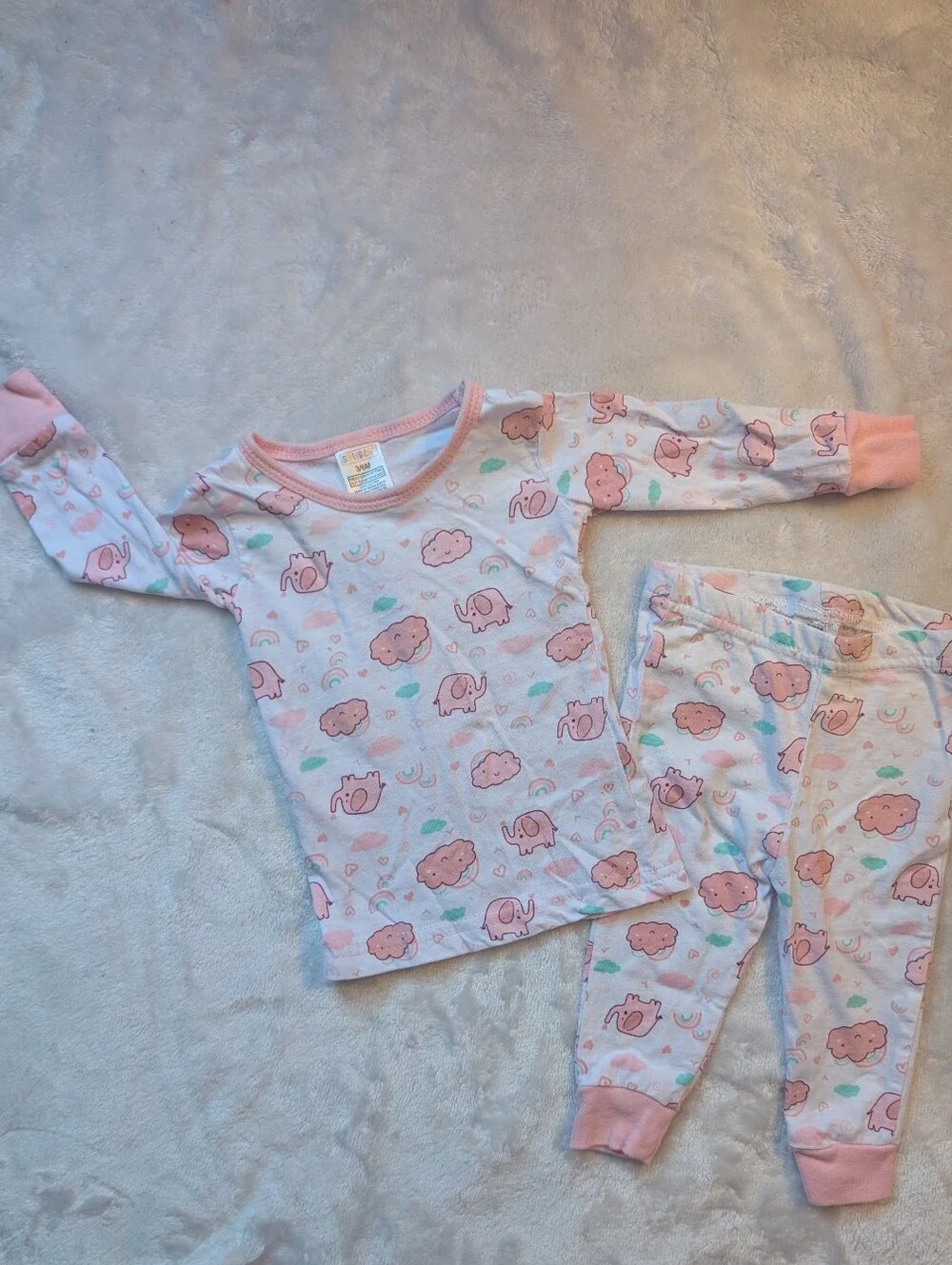🌟 Swiggles Pink Elephant & Rainbow Pajama Set 3-6M NWOT 🌟
